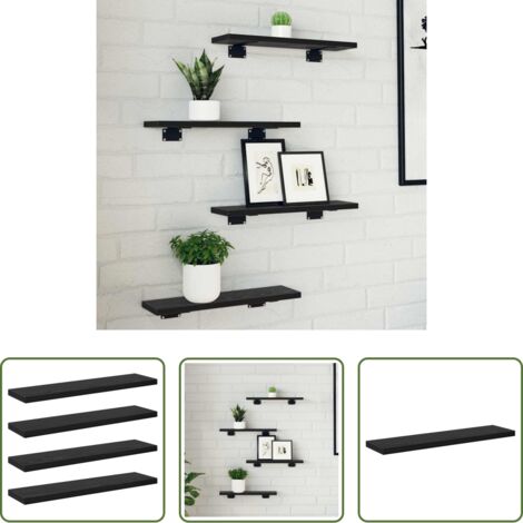 vidaXL Scaffale per libri - Scaffale 4 pcs Nero 40 x 10 x 1,5 cm Legno multistrato