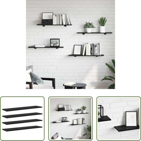 vidaXL Scaffale per libri -  Scaffale 4 pcs Nero 80 x 20 x 1,5 cm Legno multistrato