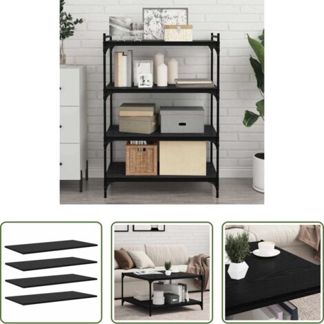 vidaXL Scaffale per libri - Scaffale 4 pcs Nero 80 x 40 x 1,5 cm Legno multistrato