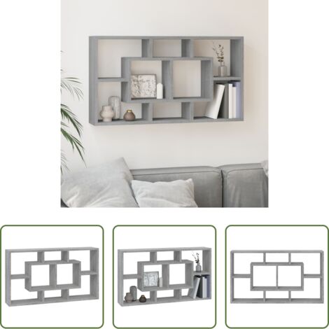 vidaXL Scaffale per libri -  Scaffale a Muro 8 Scomparti Grigio Sonoma