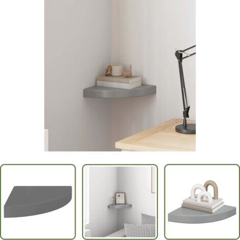 vidaXL Scaffale per libri -  Scaffale Angolare a Parete Grigio Lucido 25x25x3,8 cm in MDF