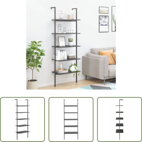 vidaXL Scaffale per libri -  Scaffale Pendente a 5 Livelli Nero 64x35x185 cm
