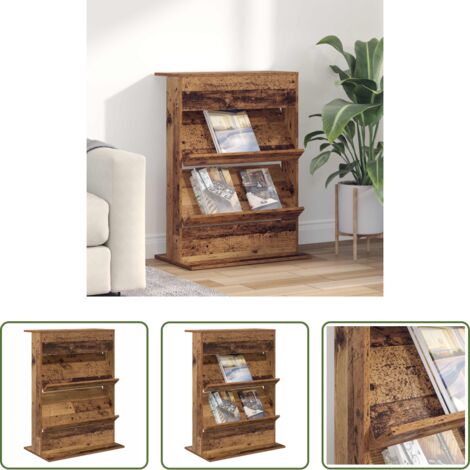 vidaXL Scaffale per libri -  Scaffale per riviste Legno vecchio 70 x 41 x 96 cm