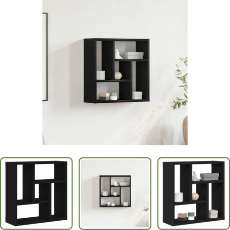 vidaXL Scaffale per parete -  Scaffale a Parete Rovere Nero 45x16x45 cm in Truciolato