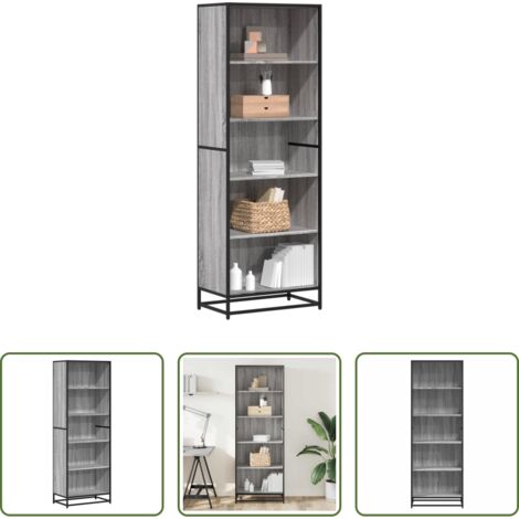 vidaXL Scaffale portaoggetti -  Libreria Grigio Sonoma 60x35x170,5 cm in Truciolato