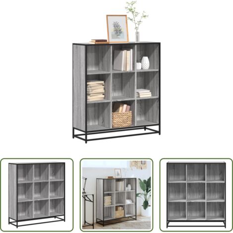 vidaXL Scaffale portaoggetti -  Libreria Grigio Sonoma 97,5x33x107,5 cm Multistrato e Metallo