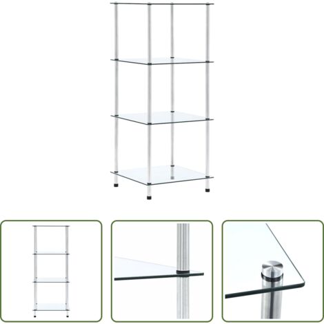 vidaXL Scaffale trasparente -  Scaffale a 4 Livelli Trasparente 40x40x100cm in Vetro Temperato