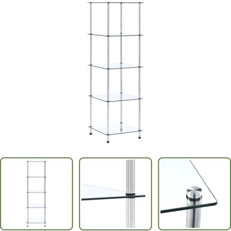 vidaXL Scaffale trasparente -  Scaffale a 5 Livelli Trasparente 40x40x130cm in Vetro Temperato