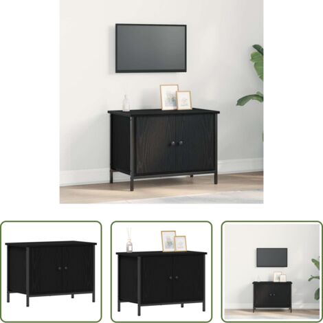vidaXL Scaffale TV -  Mobile TV Rovere Nero 60 x 35 x 45 cm Legno multistrato