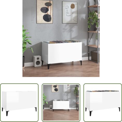 vidaXL Scaffale vinili -  Mobile Porta Dischi Bianco Lucido 74,5x38x48 Legno Multistrato