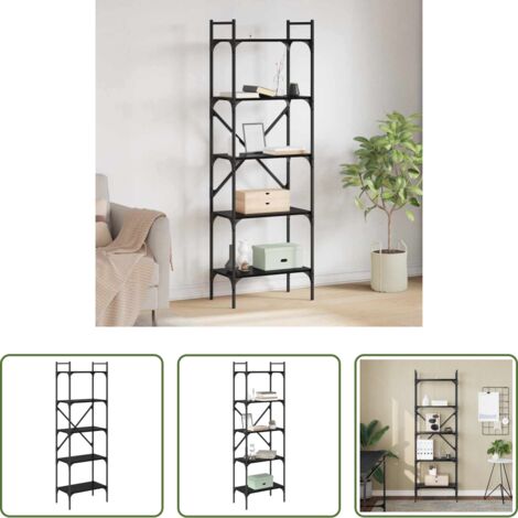 vidaXL Scaffali autoportanti -  Libreria Rovere Nero 56 x 32 x 174 cm Legno multistrato