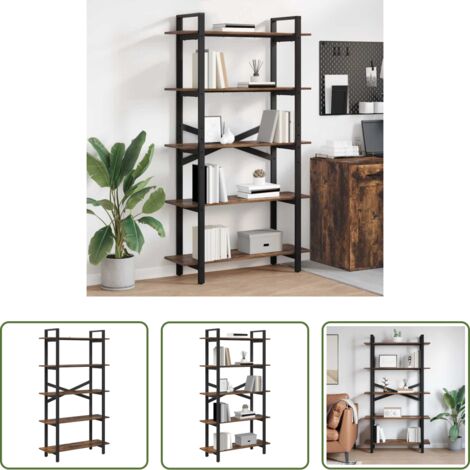 vidaXL Scaffali in legno -  Libreria Rovere fumé 100 x 33,5 x 178 cm Legno multistrato