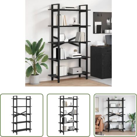 vidaXL Scaffali in legno - Libreria Rovere Nero 100 x 33,5 x 178 cm Legno multistrato