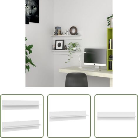 vidaXL Scaffali in legno -  Mensole a Muro 2 pz Bianche 80x11,5x18 cm in Legno Multistrato