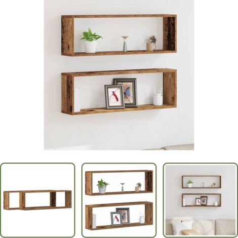 vidaXL Scaffali in legno -  Scaffali da parete 2 pcs Legno vecchio 80 x 15 x 26 cm