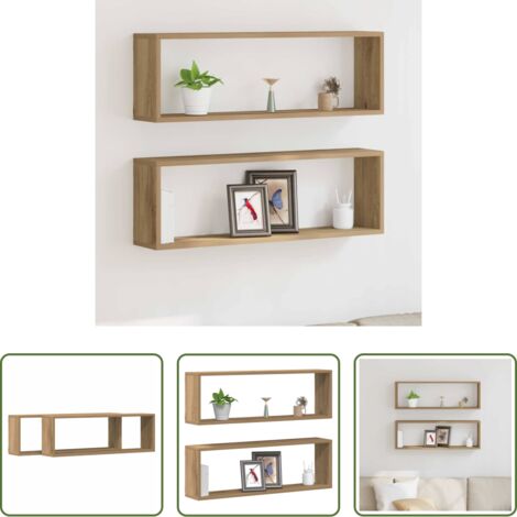 vidaXL Scaffali in legno -  Scaffali da parete 2 pcs Rovere Artigianale 80 x 15 x 26 cm