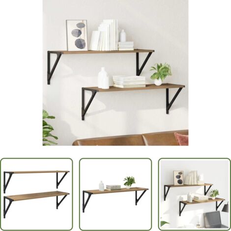 vidaXL Scaffali in legno -  Scaffali da parete 2 pcs Rovere artigianale 80 x 25 x 25,5 cm