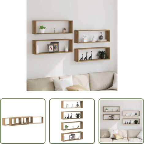 vidaXL Scaffali in legno -  Scaffali da parete 4 pcs Rovere Artigianale 80 x 15 x 26 cm