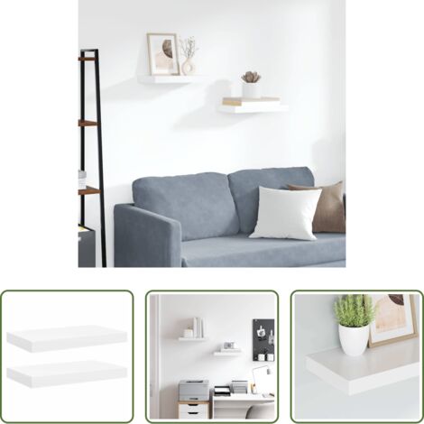 vidaXL Scaffali in mdf -  Scaffali a Parete 2 pz Bianchi 40x23x3,8 cm in MDF