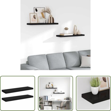vidaXL Scaffali in MDF -  Scaffali a Parete 2 pz Neri 80x23,5x3,8 cm in MDF