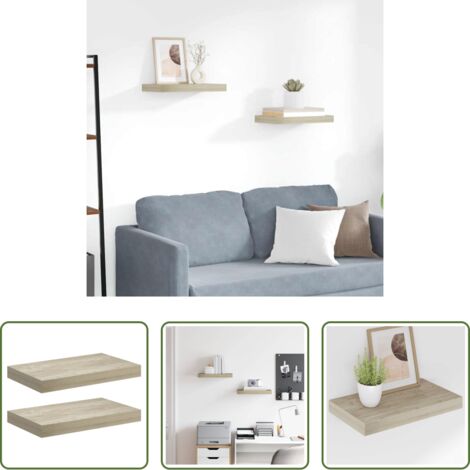 vidaXL Scaffali in mdf -  Scaffali a Parete 2 pz Rovere 40x23x3,8 cm in MDF