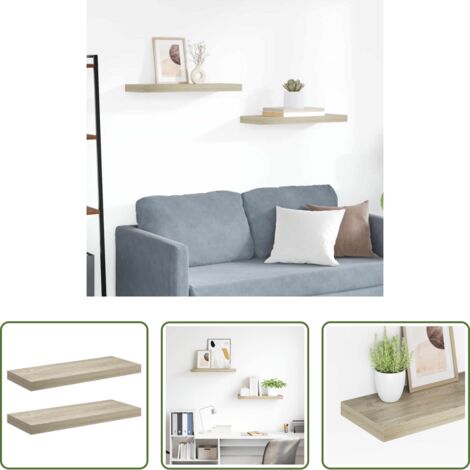 vidaXL Scaffali in mdf -  Scaffali a Parete 2 pz Rovere 60x23,5x3,8 cm in MDF