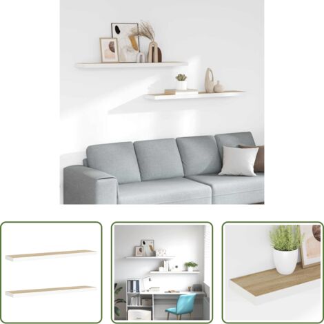 vidaXL Scaffali in mdf -  Scaffali a Parete 2 pz Rovere e Bianco 120x23,5x3,8 cm in MDF