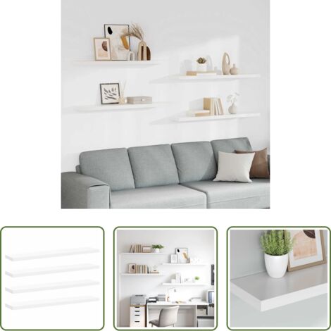 vidaXL Scaffali in mdf -  Scaffali a Parete 4 pz Bianchi 120x23,5x3,8 cm in MDF