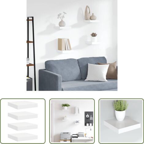vidaXL Scaffali in mdf -  Scaffali a Parete 4 pz Bianchi 23x23,5x3,8 cm in MDF