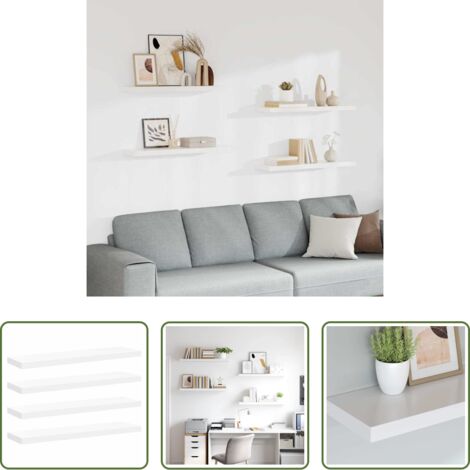 vidaXL Scaffali in mdf -  Scaffali a Parete 4 pz Bianchi 90x23,5x3,8 cm in MDF