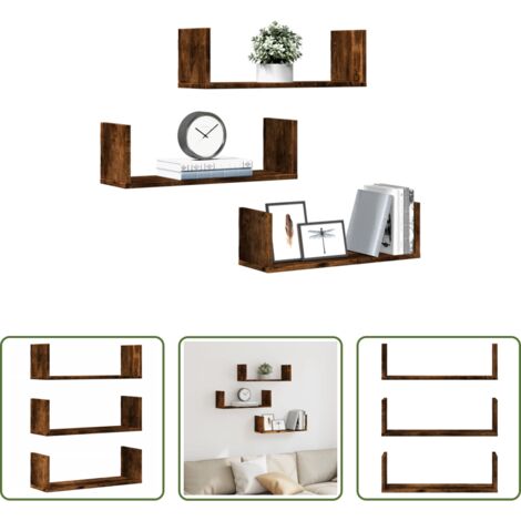 vidaXL Scaffali in truciolato -  Mensole da Parete 2pz Rovere Fumo 58x18x18 cm in Truciolato