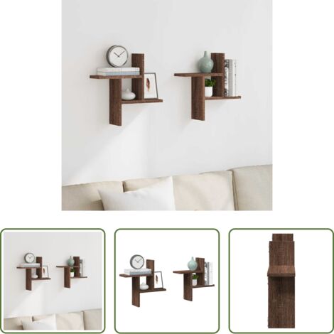 vidaXL Scaffali in truciolato - Mensole da Parete 2pz Rovere Marrone 38x12x38 cm in Truciolato