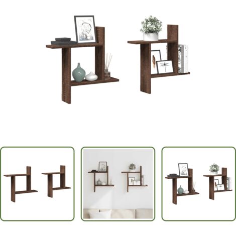 vidaXL Scaffali in truciolato - Mensole da Parete 2pz Rovere Marrone 50x12x50 cm in Truciolato