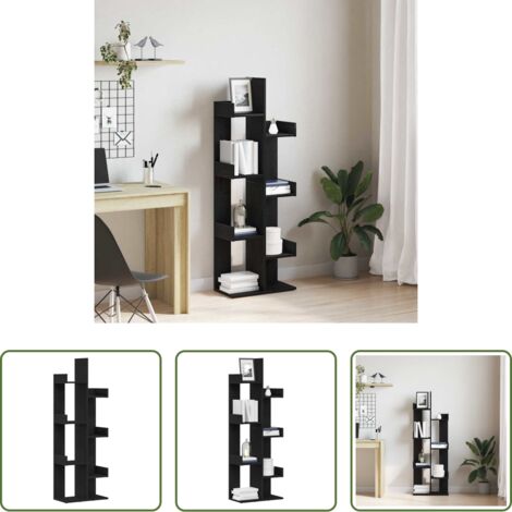 vidaXL Scaffali -  Libreria Rovere Nero 48 x 25,5 x 140 cm Legno multistrato