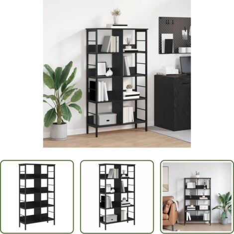 vidaXL Scaffali -  Libreria Rovere Nero 82 x 32 x 144,5 cm Legno multistrato