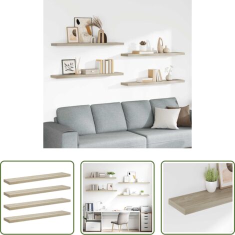 vidaXL Scaffali per casa -  Scaffali a Parete 4 pz Rovere 120x23,5x3,8 cm in MDF