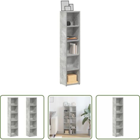 vidaXL Scaffali per CD e DVD -  Scaffali CD 2pz Grigio Cemento 21x16x93,5 cm Legno Multistrato