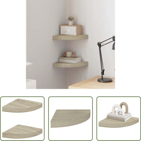vidaXL Scaffali per libri -  Scaffali Angolari a Parete 2 pz Rovere 25x25x3,8 cm in MDF
