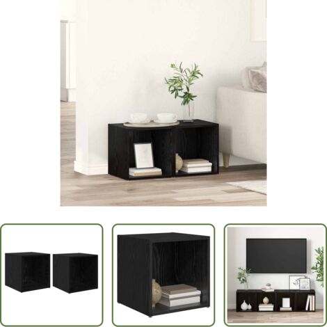 vidaXL Scaffali per TV -  Set mobile TV 2 pcs Nero 37 x 35 x 37,5 cm Legno multistrato