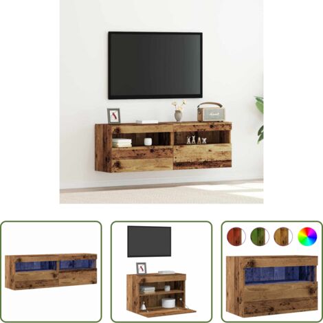 vidaXL Scaffali TV -  Mobile TV da parete 2 pcs Legno vecchio 60 x 30 x 40 cm