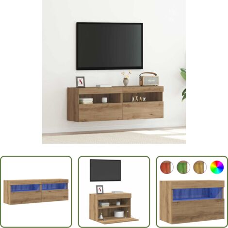 vidaXL Scaffali TV -  Mobile TV da parete 2 pcs rovere artigianale 60 x 30 x 40 cm