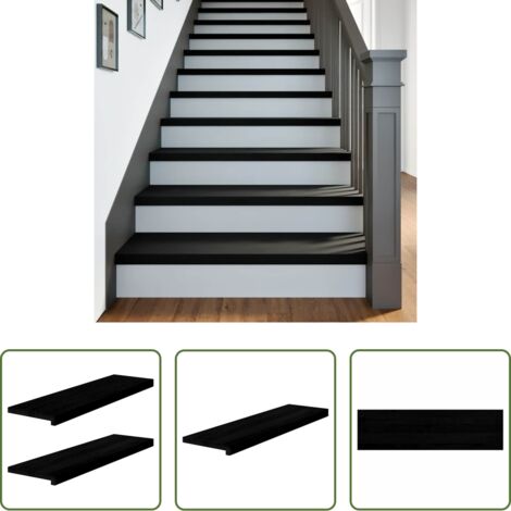 vidaXL Scale in legno -  Gradini 2 pz Marrone Scuro 90x25x2 cm Legno Massello Rovere