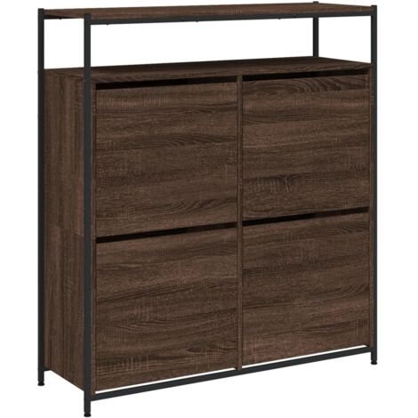 vidaXL Scarpiera 4 Cassetti Ribaltabili Rovere Marrone 100x34x112 cm