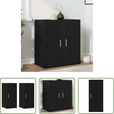 vidaXL Scarpiera a parete -  Scarpiere 2 pz Rovere Nero 32x35x70 cm in Legno Multistrato
