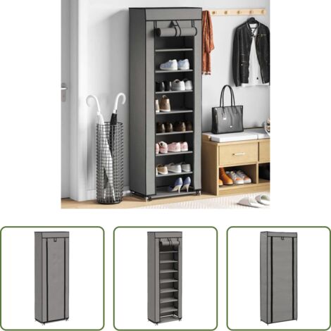 vidaXL Scarpiera con 8 livelli -  Scarpiera con Rivestimento in Tessuto Grigio 57x29x162 cm