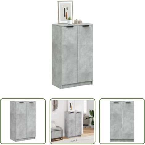 vidaXL Scarpiera con ante -  Scarpiera Grigio Cemento 59x35x100,5 cm in Legno Multistrato