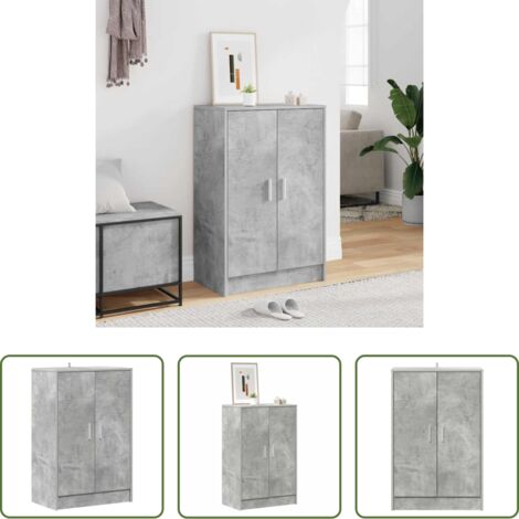 vidaXL Scarpiera con ante -  Scarpiera Grigio Cemento 60x35x92 cm in Truciolato