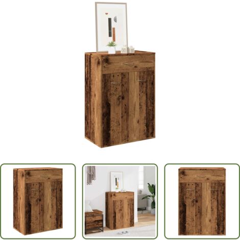 vidaXL Scarpiera con ante -  Scarpiera Legno Antico 60x35x84 cm in Legno Multistrato