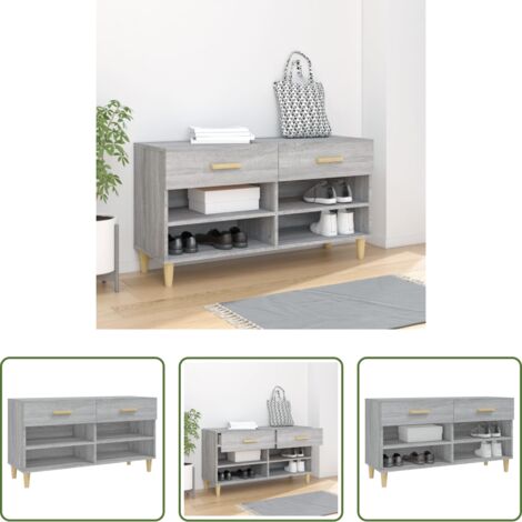 vidaXL Scarpiera con cassetti -  Scarpiera Grigio Sonoma 102x35x55 cm in Legno Multistrato