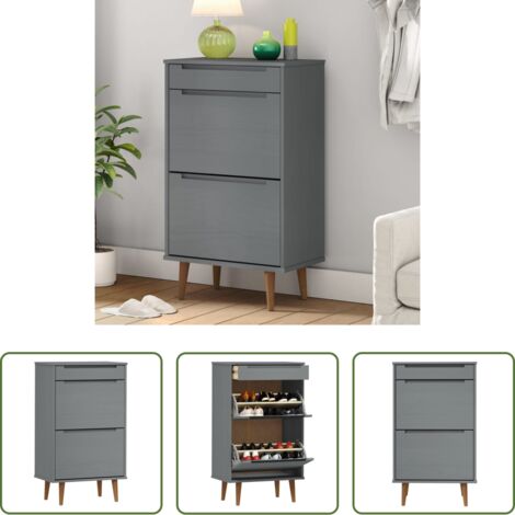 vidaXL Scarpiera con cassetti -  Scarpiera MOLDE Grigia 59,5x35x103 cm in Legno Massello di Pino
